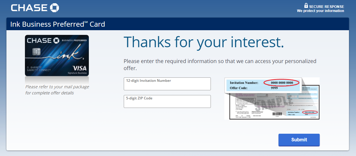Apply for Chase Ink Credit Card with Invitation Code