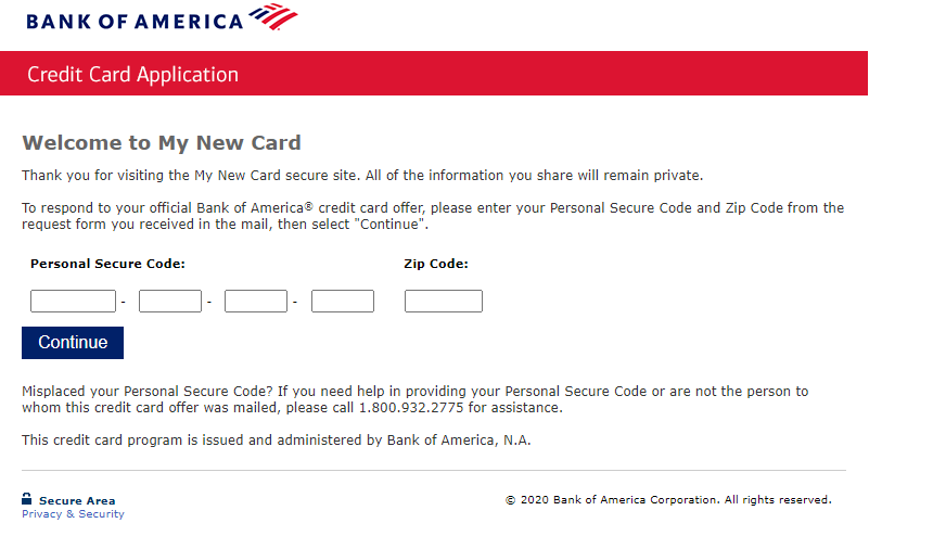 How to Apply for Bank of America My New Card Offer